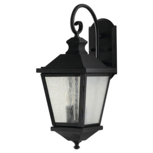 Woodside Hills Collection 2-Light Outdoor Wall Lantern in Black with Seeded Glass. (Feiss OL658701BK)