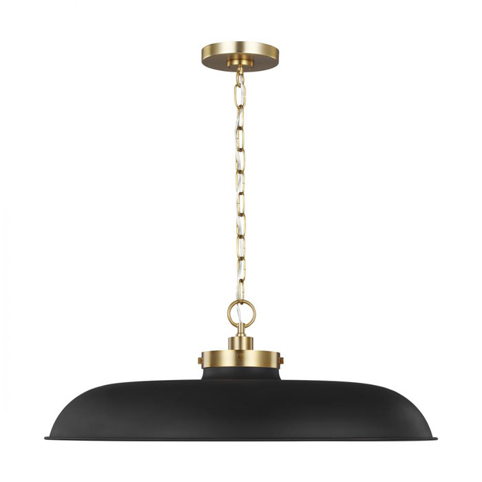 Wellfleet Collection Large Pendant in Midnight Black and Burnished Brass (Generation Lighting CP1111MBKBBS)