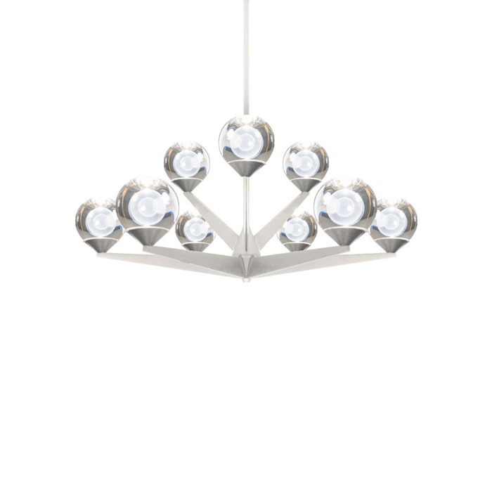 Double Bubble Collection – 9-Light Chandelier in Satin Nickel with Geometrically Concentric Spheres