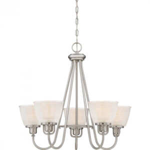 Dublin Collection 5-Light Chandelier in Brushed Nickel with Clear Swirled Pressed Glass Shades Quoizel DBN5005BN