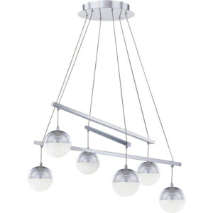 Momentum Collection 6-Light LED Chandelier in Polished Chrome with Spherical Globes on Suspension Cables Quoizel PCMM5030C