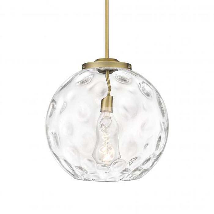 Athens Collection 1-Light Pendant in Brushed Brass with Clear Water Glass Shade Innovations Lighting 221-1S-BB-G1215-16