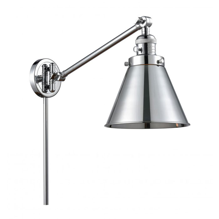 Appalachian Collection 1-Light Swingarm Wall Light in Polished Chrome with Metal Shade Innovations 237-PC-M13-PC