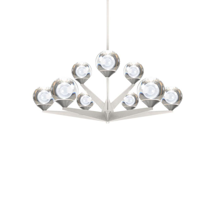 Double Bubble Collection LED Chandelier in Satin Nickel with Laser-Etched Spherical Shades and Bobeches Modern Forms PD-82027-SN