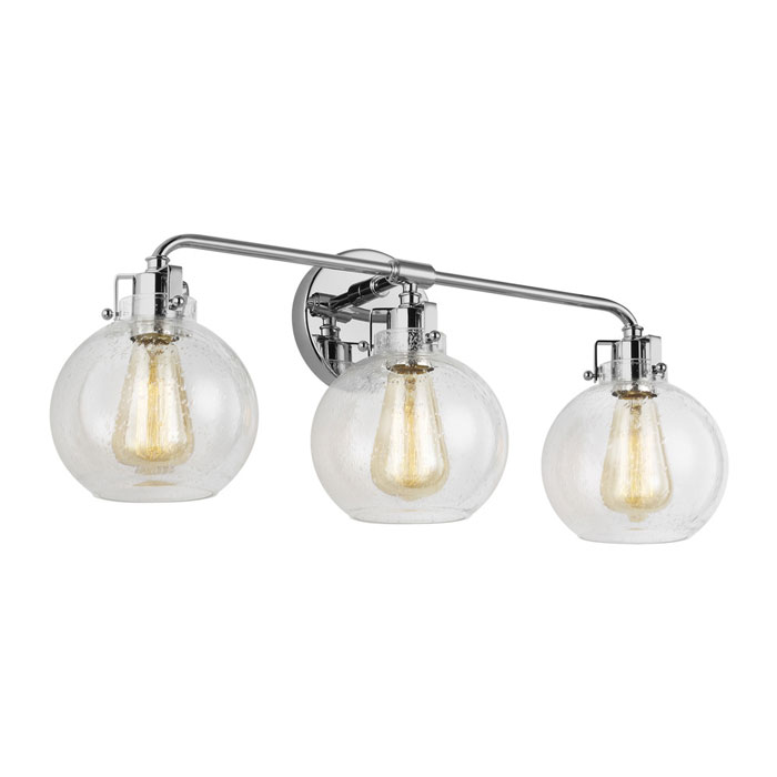 Studio Collection 3-Light Bath Vanity in Chrome with Clear Seeded Glass Shades Visual Comfort VS24403CH
