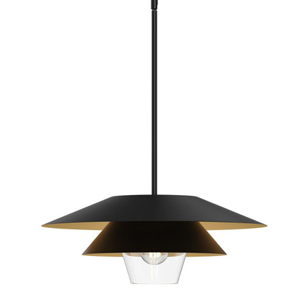 Tetsu Collection 1-Light Pendant in Matte Black Outer / Brushed Gold Inner Shade with Clear Glass Alora PD475120MBCL