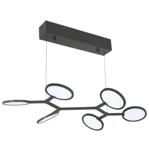 Bandalore Collection 6-Light LED Island Pendant in Coal Black with Adjustable Disk Lights Kovacs P1951-66A-L
