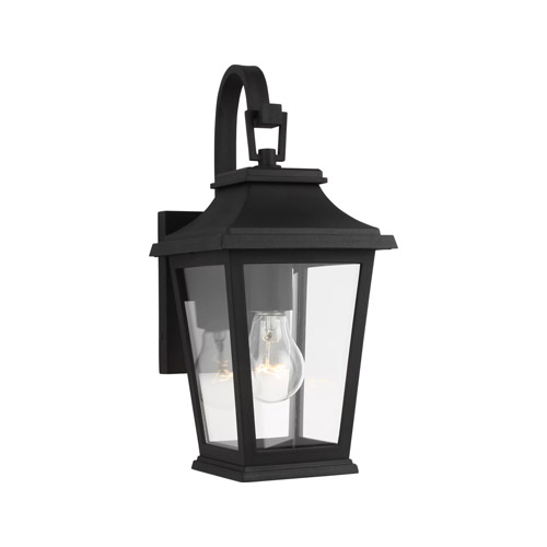 Warren Collection 1-Light Mini Outdoor Wall Lantern in Black with Clear Glass Panels Visual Comfort Studio OL15400TXB
