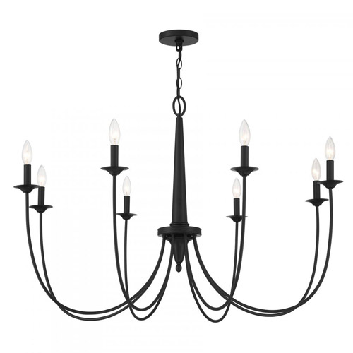 Stonecrest Collection 8-Light Chandelier in Matte Black with Rustic Style Curving Arms Savoy 1-1202-8-89