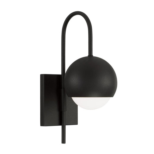 Dolby Collection 1-Light Wall Sconce in Textured Black with Soft white Glass Shade Capital 651611BI