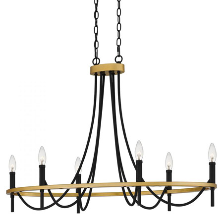 Legare Collection 6-Light Island Light in Matte Black with Soft Gold Accents Quoizel LGR636MBK
