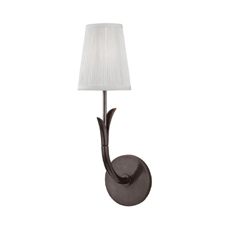 Deering Collection 1-Light Wall Sconce in Old Bronze with Pleated Silk White Shade Hudson Valley 9401-OB